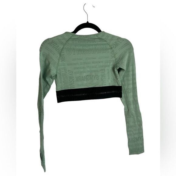 Gymshark Sage Green Vision Activewear Long Sleeve Crop Top Women’s Sz Small NWT - Picture 3 of 8